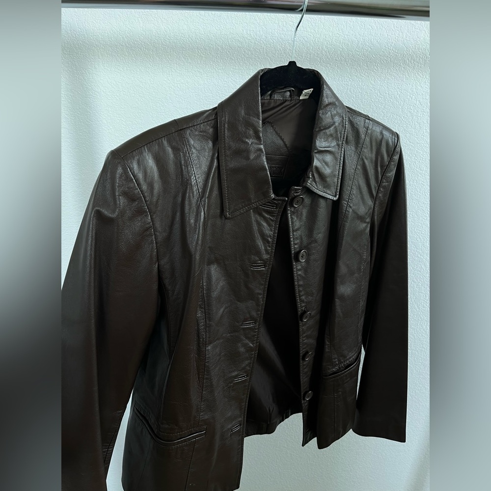 Preston & York Brown Leather Jacket Size Small